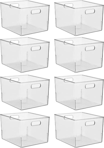 iDesign Storage Bin with Handles, 12" x 10" x 8", Clear | For Kitchen, Pantry, Cabinet, Nursery, Crafts