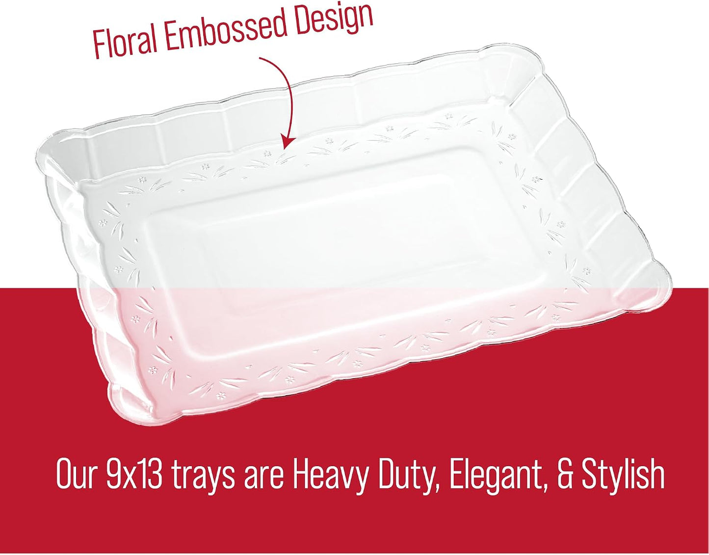 Plasticpro Plastic Serving Trays - Serving Platters Rectangle 9X13 Disposable Party Dish 4 Black Trays