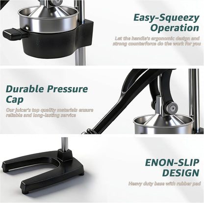 Manual Citrus Juicer, Cast Iron Lemon Squeezer for Orange Lime