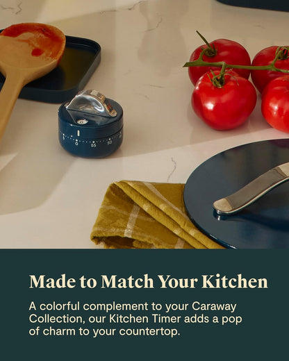 Caraway Mechanical Kitchen Timer, Stainless Steel 60 Minute Wind Up Timer