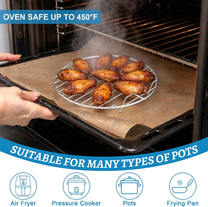 P&P CHEF 9 Inch Cooking Rack Round for Steaming Cooling, Silver, 2 Pack
