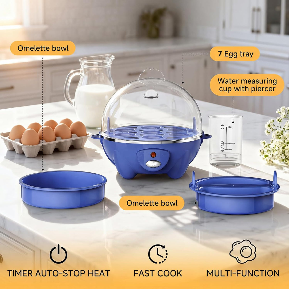 Egg Cooker,Rapid 7 Eggs Boiler with Auto Shut-off-Green