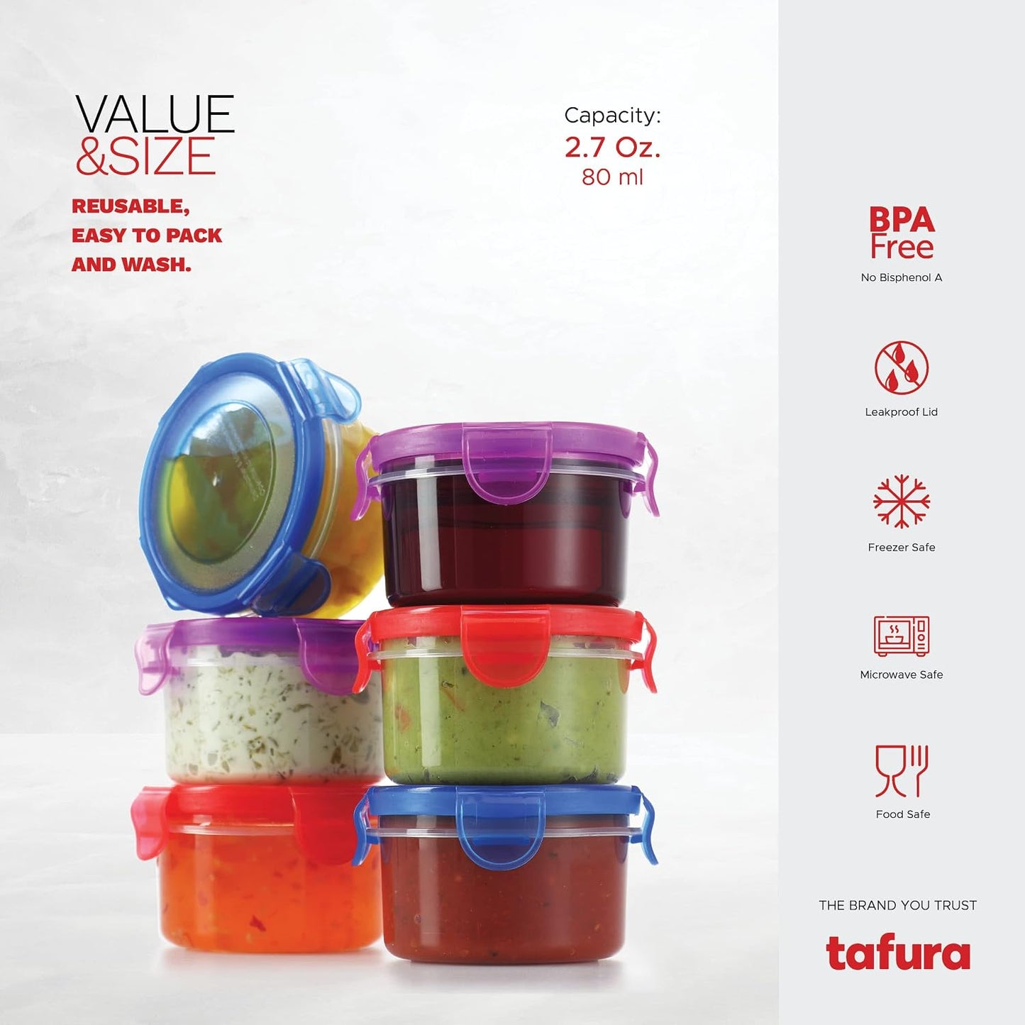 Tafura 10 Pack Leakproof Freezer Containers for Food with Twist Top Lids - 32 Oz BPA Free Reusable Plastic Soup Containers with Screw On Lids - Ideal for Meal Prep, Leftovers & Pantry Organization