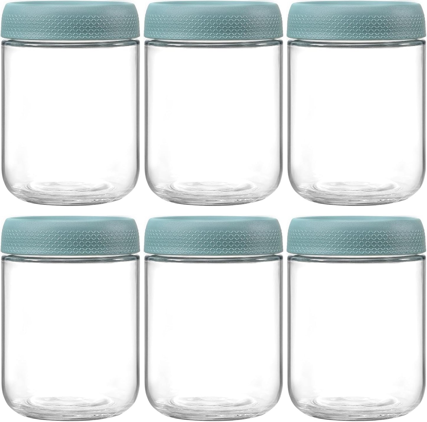 NETANY 6-pack 10oz Glass jars with Airtight Lids, Overnight Oats Containers with Lids, Wide mouth Mason Salad jars, Glass Food Storage Containers for Snacks Yogurt Spice Sugar