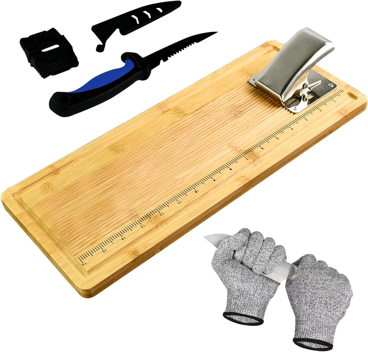 Fish Cleaning Board Kit, Fish Fillet Cutting Board Set with Clamp