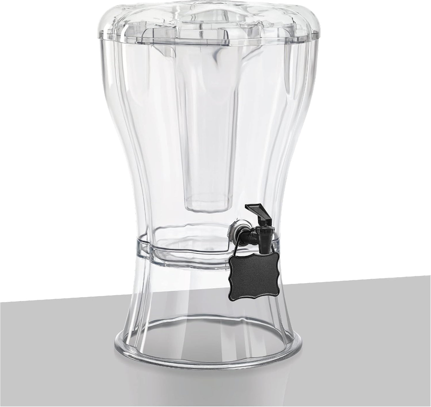 Buddeez 3.5 Gallon Clear Drink Dispenser - Built In Ice Cone and Spigot for Easy Pouring - Party-Perfect Serving Station with Chalk Board Tag