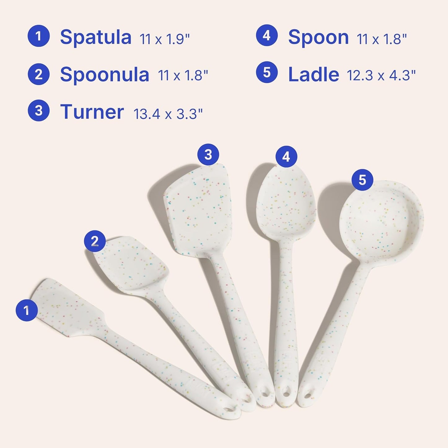 GIR 5-Piece Silicone Kitchen Utensils Set, Non-Toxic Cooking Utensils for Cooking and Baking, Heat Resistant, Food Grade, Dishwasher Safe Rubber Spatula, Ladle, Spoon - Charcoal