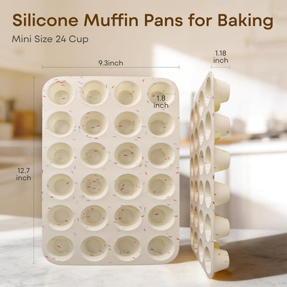 Silicone Muffin Pans for Baking Nonstick 2 Pcs, 12 Cup Regular Cupcake Pan, Food-Grade Silicone Baking Molds for Cupcakes, Egg Bites, Freezer, White