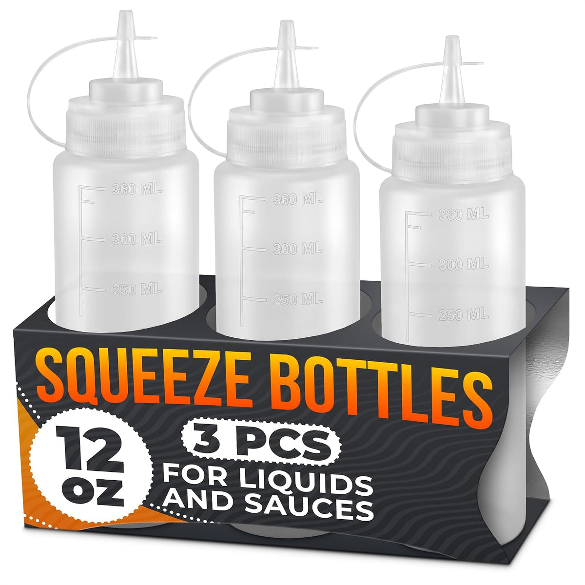 BURIUS Inverted Condiment Squeeze Bottles 16 oz for Sauces, Honey