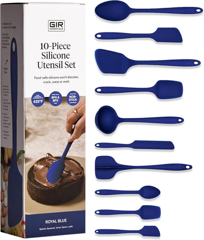 GIR 5-Piece Silicone Kitchen Utensils Set, Non-Toxic Cooking Utensils for Cooking and Baking, Heat Resistant, Food Grade, Dishwasher Safe Rubber Spatula, Ladle, Spoon - Charcoal