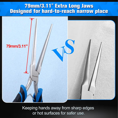 SPEEDWOX Long Reach Bent Needle Nose Pliers With Smooth Jaw Angled Needle Nose Pliers For Jewelry Making Fish Bone Pliers Tweezers Bent Chain Nose Pliers For Wire Bending And Small Object Gripping