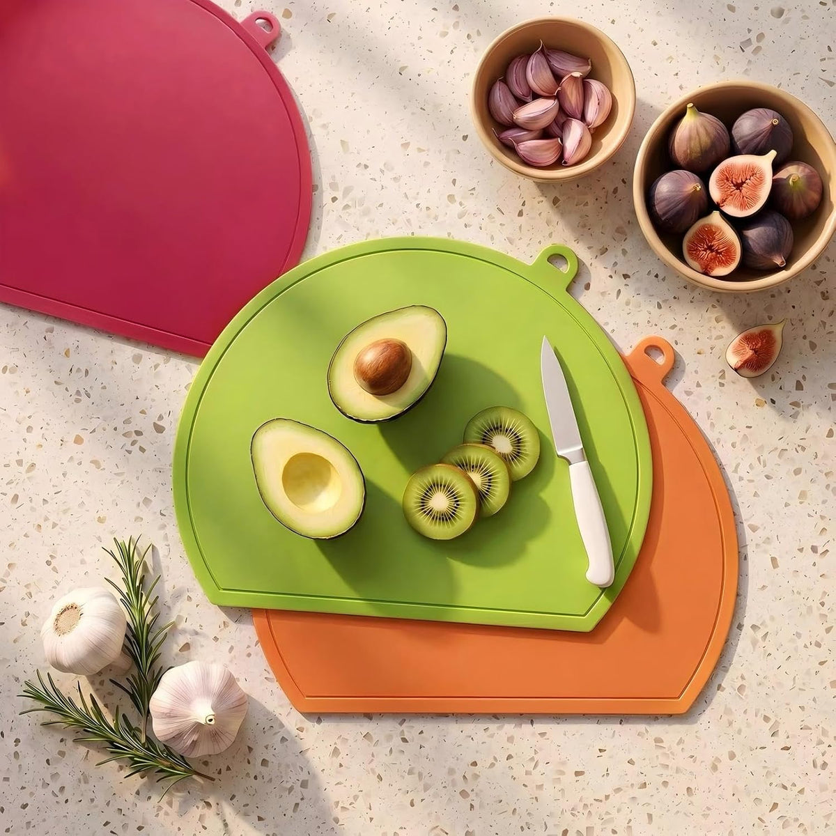 Thick TPU Cutting Board for Kitchen, Flexible Cutting Mat (Orange)