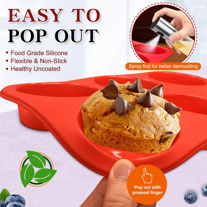 Walfos Silicone Cupcake Pan Set, 2-Piece Mini 24 Cups Muffin Baking Pan, BPA Free and Dishwasher Safe, Non-stick , Great for Making Muffin Cakes, Fat Bombs
