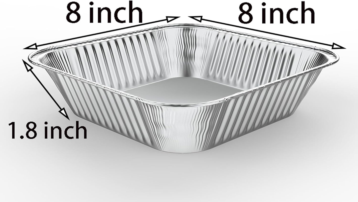 WANBAO 20 Pack Foil Pans with Plastic Lids 8 X 8 Inch Disposable Aluminum Tin Foil Baking Pans Meal Prep for Catering Party Meal Prep, Take Out, Freeze, Food Storage, Prepping Food