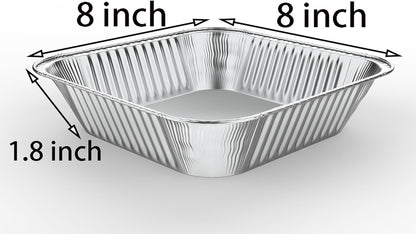 WANBAO 20 Pack Foil Pans with Plastic Lids 8 X 8 Inch Disposable Aluminum Tin Foil Baking Pans Meal Prep for Catering Party Meal Prep, Take Out, Freeze, Food Storage, Prepping Food