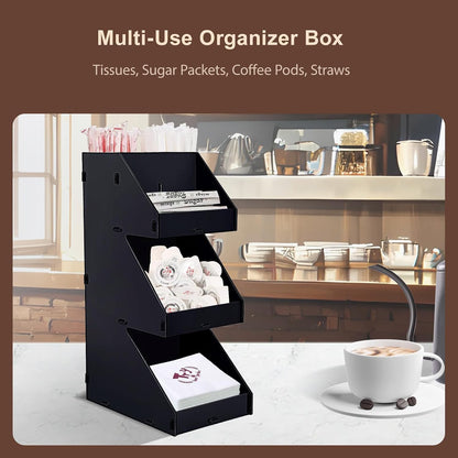 Sauce Packet Organizer, Suitable for Organizing Ketchup Packets, Condiment Packets, and Hot Sauce Pack, 3-Tier Design with Straw Holder, Easy Assembly Space-Saving Kitchen Storage, Made of Acrylic