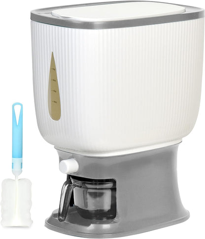 Rice Dispenser for Countertops – Seal 20 Lbs. of Food in Your Small, Strong, Light Rice & Cereal Dispenser – Brush & Measuring Cup Included – White-Green – Home & Kitchen Goods