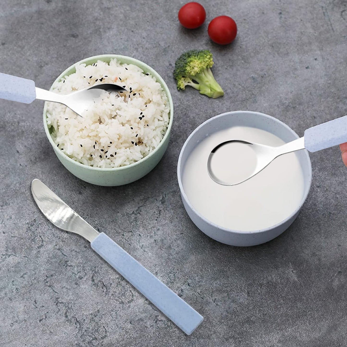 VANRA 3-Piece Children Utensils Set 18/10 Stainless Steel Child Flatware Set Silverware Knife Spoon Fork Set with Travel Case for Kids Lunch Box