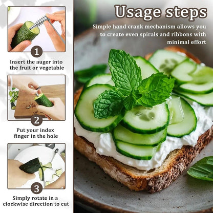 Stainless Steel Spiral Cutter, Manual Veggie Spiralizer Kitchen Tool