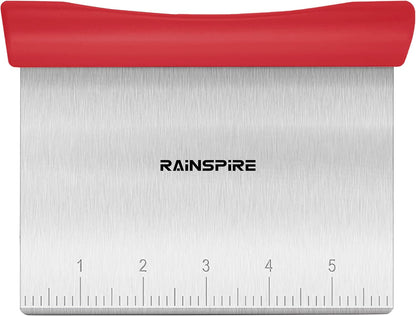 Rainspire Bench Scraper, Stainless Steel Dough Scraper, Pastry Scraper, Pizza and Dough Cutter Multi-Purpose Scraper/Chopper, Pizza Cutter Food Chopper Baking Supplies Kitchen Gadgets, Black