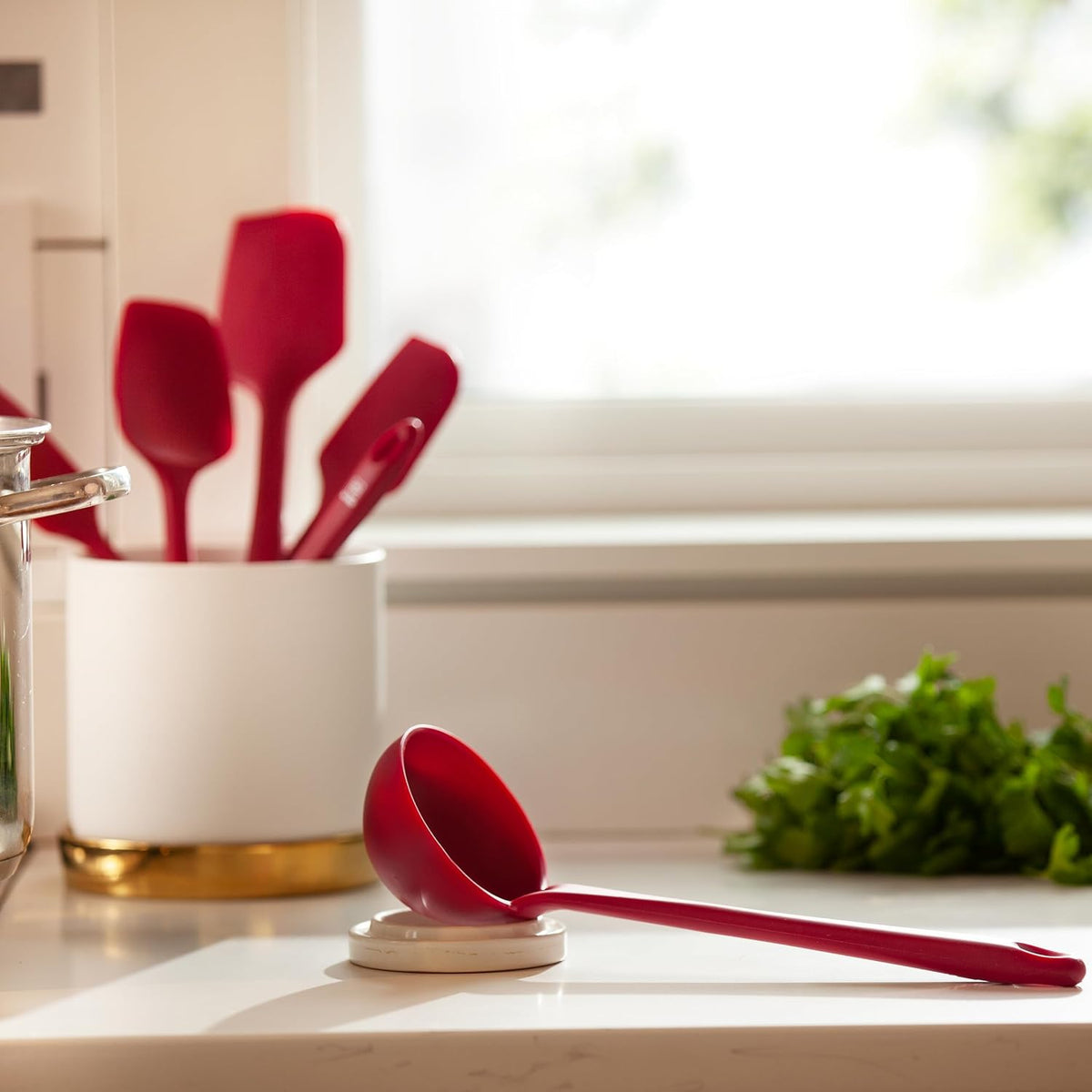 DI ORO Silicone Ladle - Soup & Serving, 600F Heat Resistant, Black