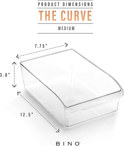 BINO | Plastic Storage Bins, Small | THE CURVE COLLECTION | Multi-Use Organizer Bins | Storage Containers Kitchen, Pantry and Home Organization | Fridge Organizers | Pantry Organization and Storage