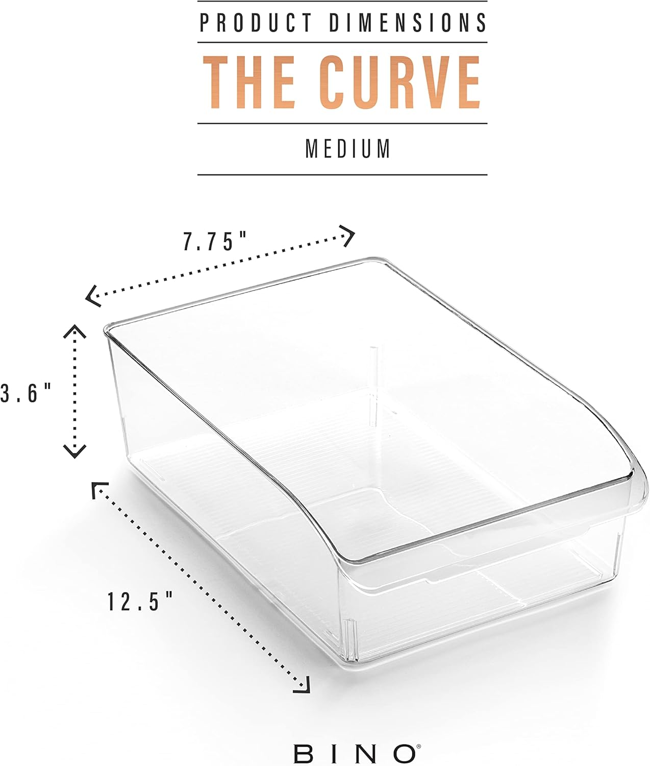 BINO | Plastic Storage Bins, Small | THE CURVE COLLECTION | Multi-Use Organizer Bins | Storage Containers Kitchen, Pantry and Home Organization | Fridge Organizers | Pantry Organization