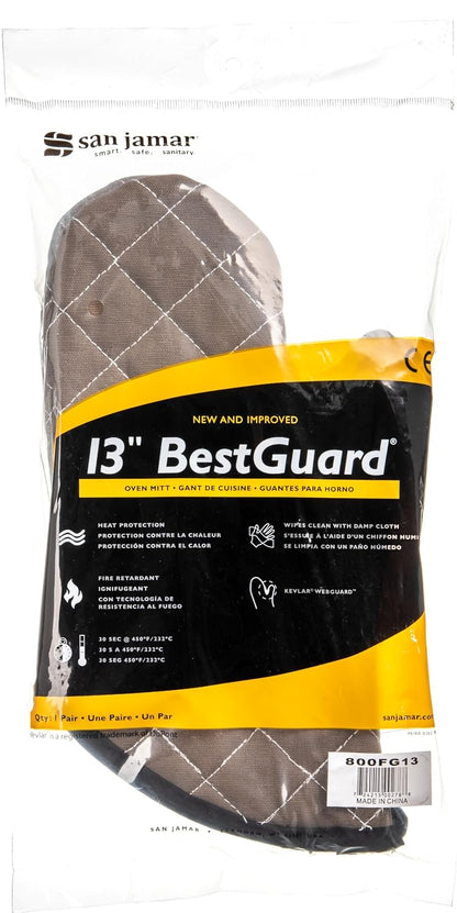 Oven Mitts, San Jamar BestGuard, Professional Grade, 15", Pair, Black