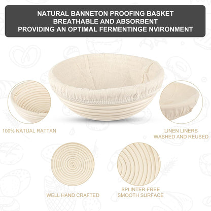 Sourdough Baking Kit, 2 Oval Banneton Proofing Basket Set