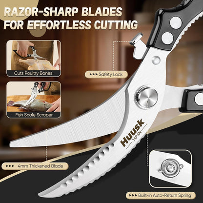 Huusk Poultry Shears Heavy Duty – All Purpose Japanese Kitchen Scissors