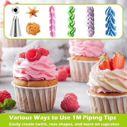 Suuker 1M Piping Tips Set, Large Star Cake Decorating Tips