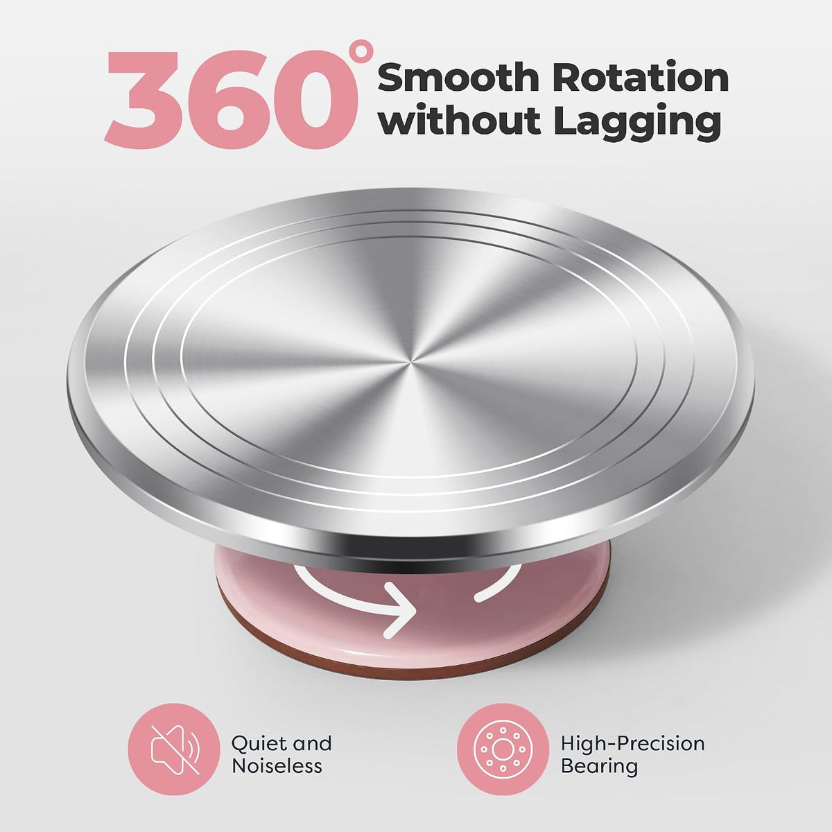 Kootek 12" Aluminum Cake Turntable Set, Rotating Cake Stand for Decorating