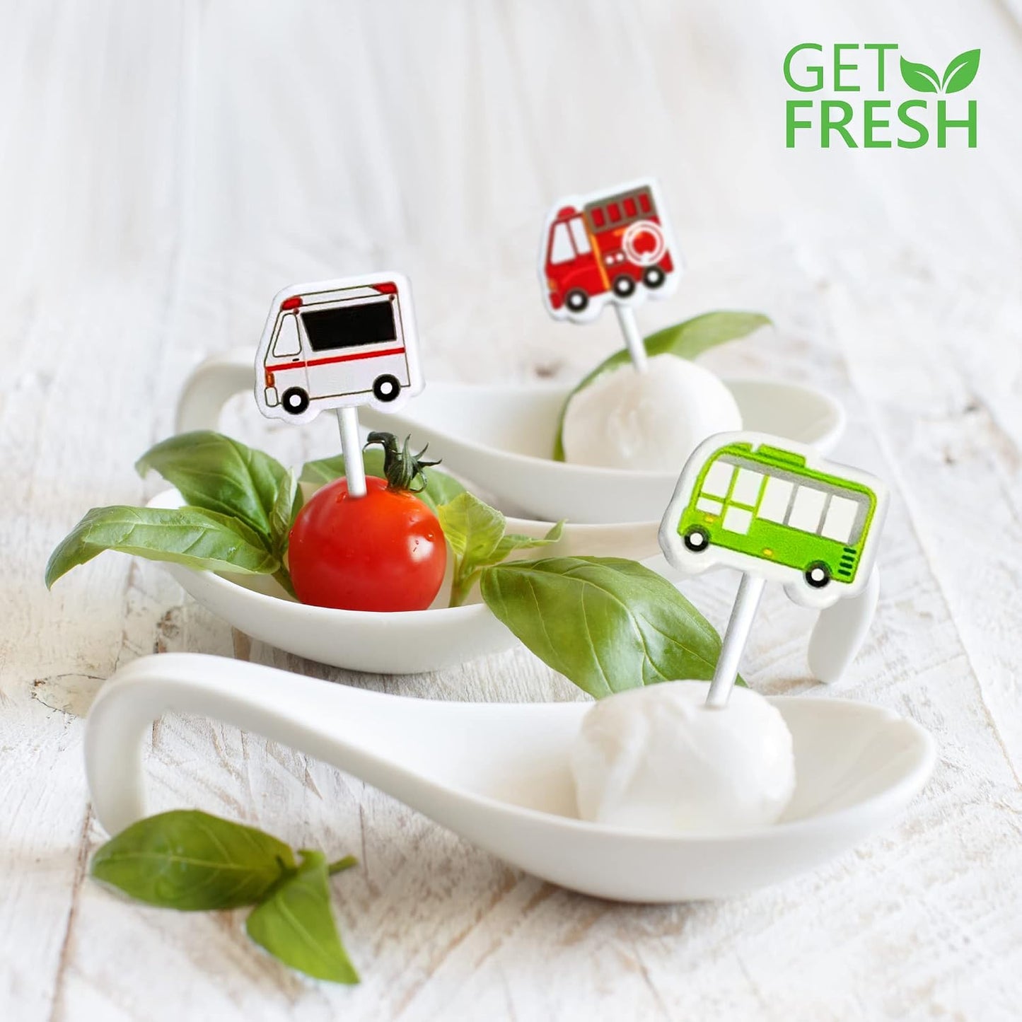 GET FRESH Vehicle Food Picks for Kids – 24-pcs Transport Car Bento Picks Lunch Box Decoration for Kids and Toddlers – Automobile Bento Deco Children Toothpicks Set