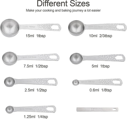 Measuring Cups and Spoons Set of 14, 18/8 Stainless Steel Measuring Cups Spoons Set, 6 Measure Cups and 7 Measure Spoons with Leveler