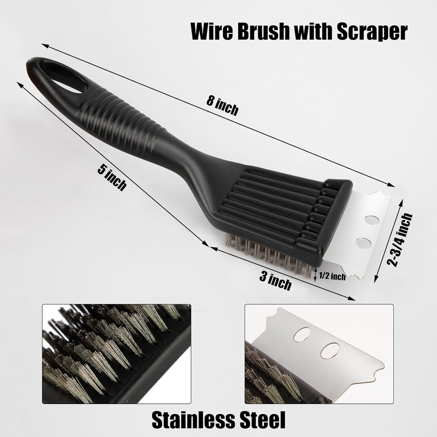 Grill Brush with Scraper Set 2 PCS Stainless Steel Wire Brush with Spatula and Bristle Free Steam Cleaner for BBQ Grill Cleaning Barbeque Grill Brushes