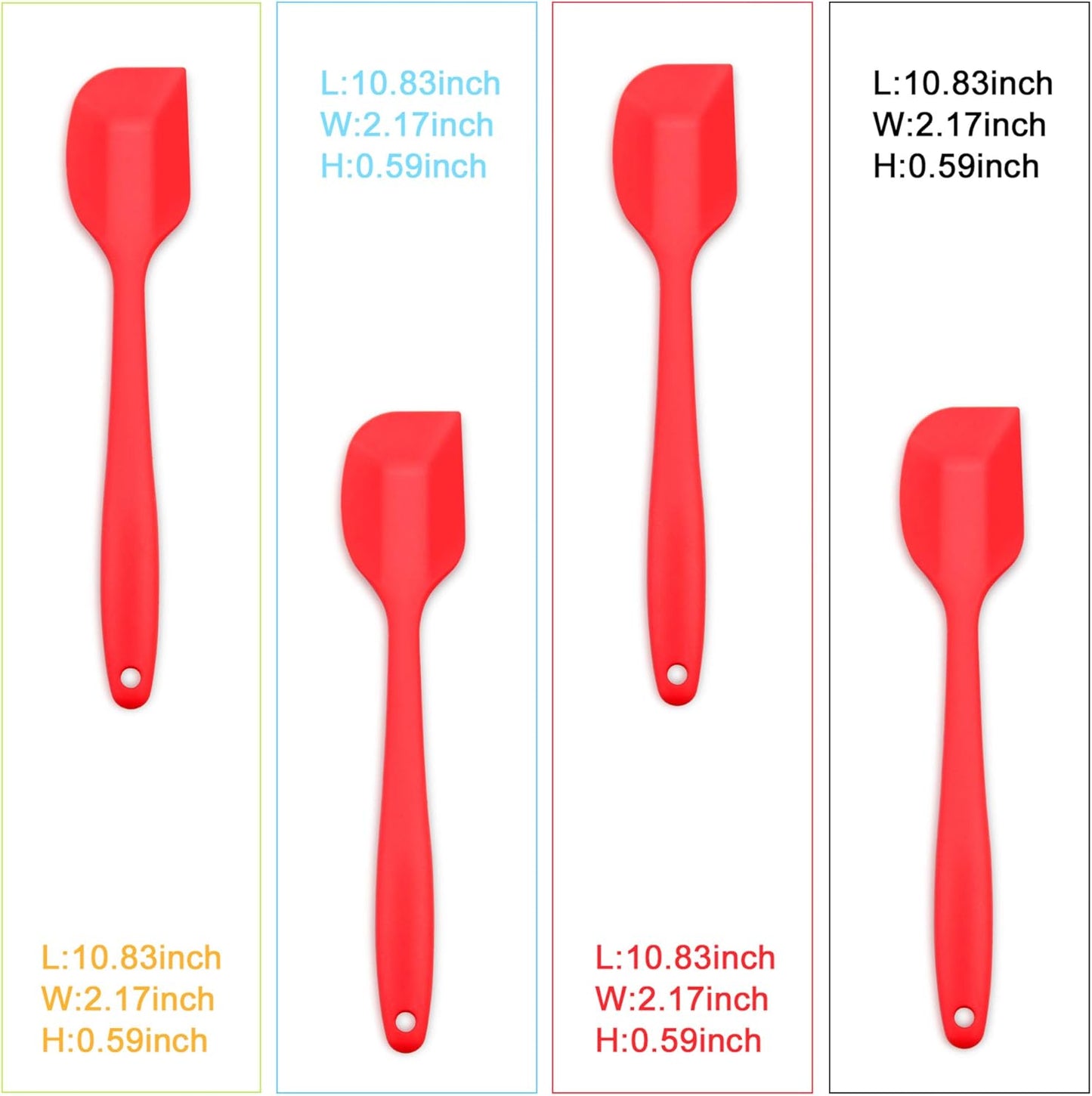 Silicone Spatula 4-piece Set, Heat-Resistant Spatulas, Non-stick Rubber Spatulas with Stainless Steel Core