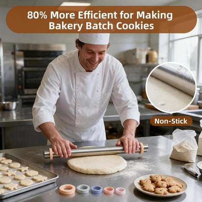Adjustable Rolling Pin with Thickness Rings for Baking -Roller for Cake Pop