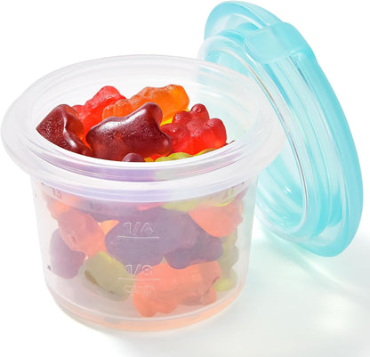 U-Taste Silicone Food Storage Containers Set: Meal Prep Box with Airtight Lid, Freezer & Microwave Safe, Date Marking Circle, Clear cup/oz/ml Measurement for Dry & Wet Deli -2oz/4oz/8oz/16oz, Aqua Sky