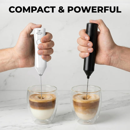 Zulay Kitchen Rechargeable Milk Frother Handheld - Frother Wand, Drink Mixer, Electric Whisk Frother, for Cappuccinos, Matcha & Protein Powder - Dynamic 3 Whisk, 3 Speed 500mAh Black - Colors D