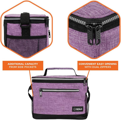 opux Insulated Lunch Box Men Women, Lunch Bag for Work School, Leakproof Soft Cooler Tote Adult, Large Lunch Pail Kids Boys Girls, Picnic Beach Food Bag with Shoulder Strap, Purple Floral