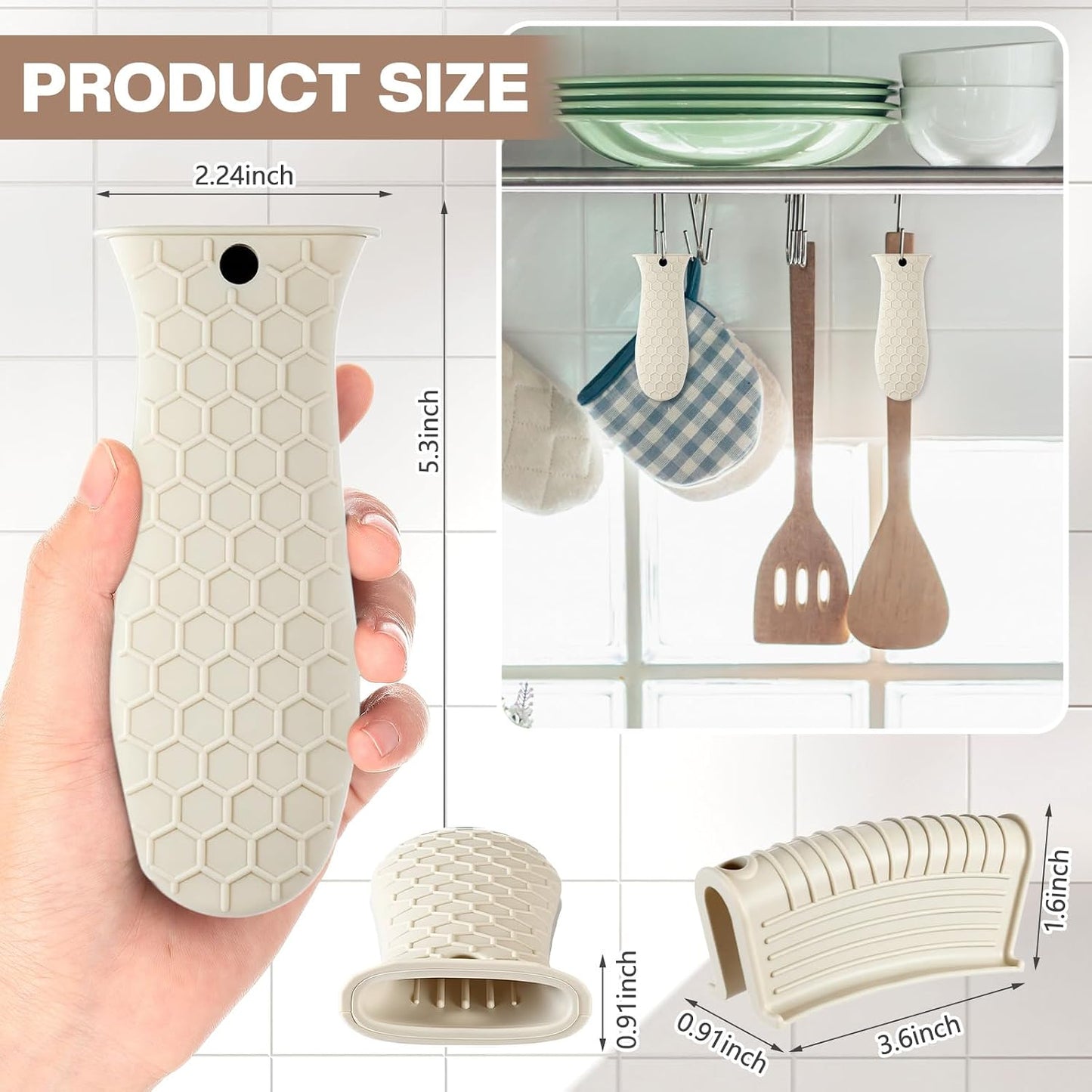 Patelai 8Pcs Silicone Cast Iron Handle Cover,Black