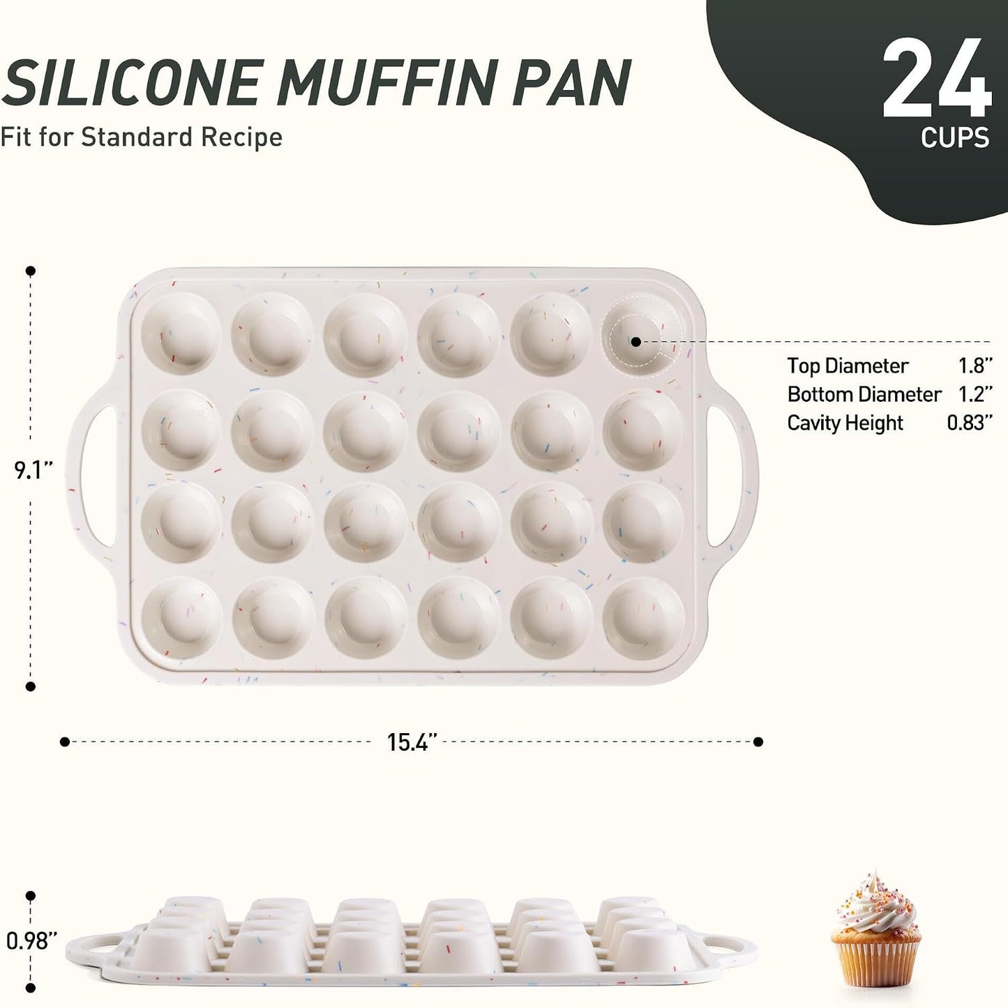 2 Packs 12 Cups Silicone Muffin Pan for Baking with Metal Reinforced Frame Regular Size Cupcake Pan Tray Egg Bites Silicone Cookie Molds Muffin Tin Tart Pans Sheet Set for Oven Dishwasher Safe