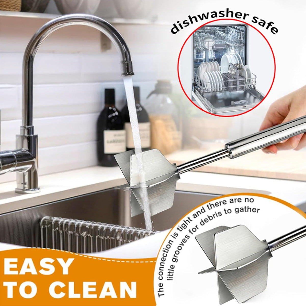 Meat Masher, 304 Stainless Steel 6 Blade Ground Beef Chopper Tool
