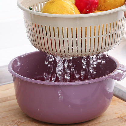 2 in 1 Colander Bowl Set, Detachable Strainer and Serving Bowl Kitchen Fruit Vegetable Washing Drainer for Home Meal Prep and Salad Making (Extra Large 20x9x24cm)
