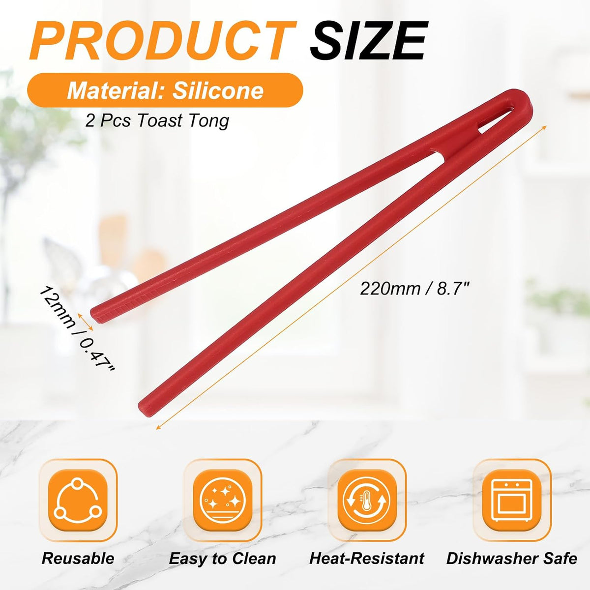 uxcell 8.7" Silicone Toast Tongs, 2Pcs Kitchen Tong Heat Resistant Kitchen Utensil for Cooking Toaster Salad Food BBQ Pan Bacon Fried Steak, Light Green