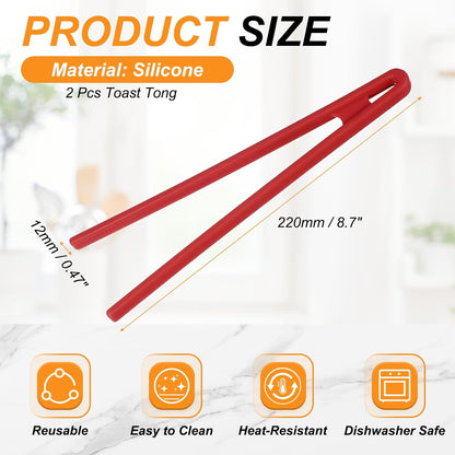uxcell 8.7" Silicone Toast Tongs, 2Pcs Kitchen Tong Heat Resistant Kitchen Utensil for Cooking Toaster Salad Food BBQ Pan Bacon Fried Steak, Light Green