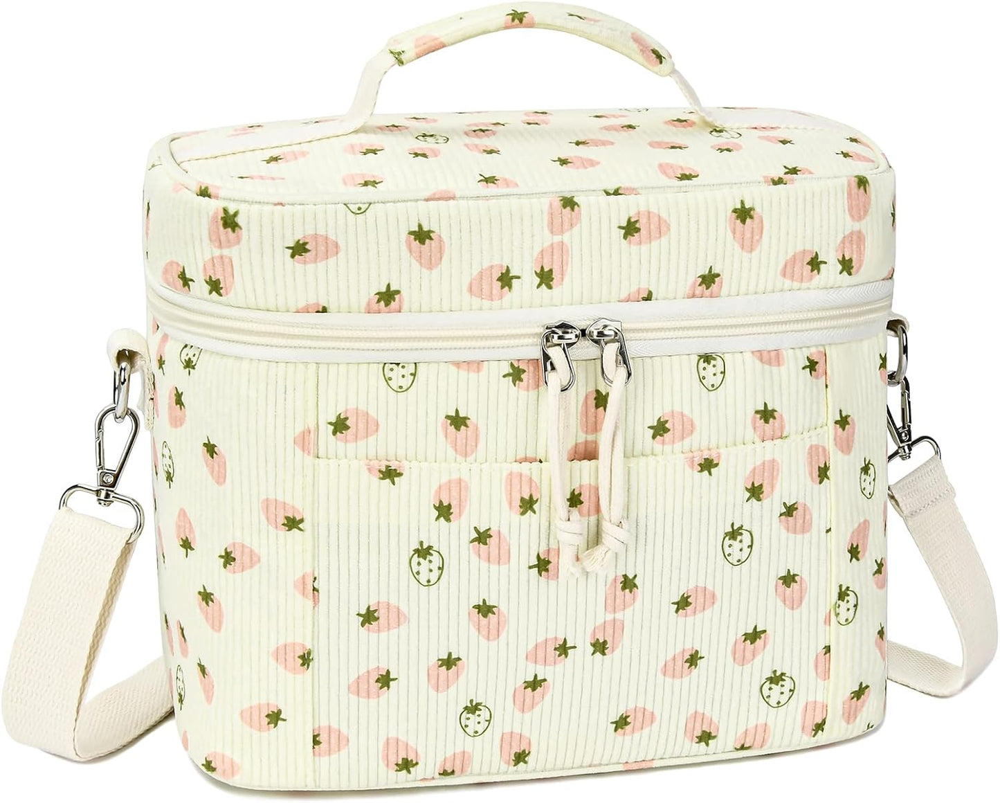 HowFly Lunch Bag Women Lunch Box for Women Cute Corduroy Insulated Lunch Bag Adult Large Cooler Lunch Tote Bags for Work Picnic Beach, Blue