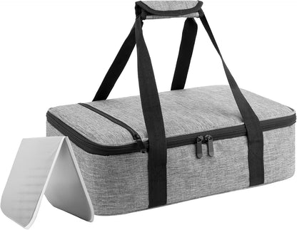 Insulated Resuable Casserole Carrier Bag for Hot or Cold Food, Foldable Portable Prep Carrier, Thermal Food Transport Bag for 9''x13'' & 11''x15'' Baking Pan, Travel Picnic Cake Dessert lunch, Black
