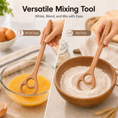 Wooden Danish Dough Whisk for Sourdough &Bread, One-Piece