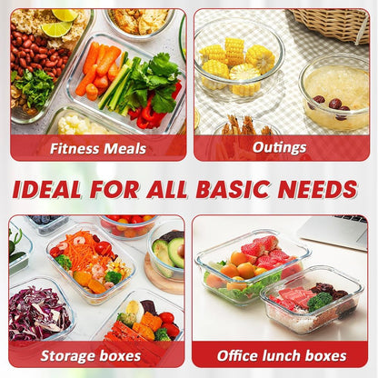 VERONES 30 Pieces Glass Meal Prep Containers Set, Stackable Glass Food Storage Containers with Lids-Airtight Lunch Containers，for Microwave, Oven, Freezer & Dishwasher,Grey